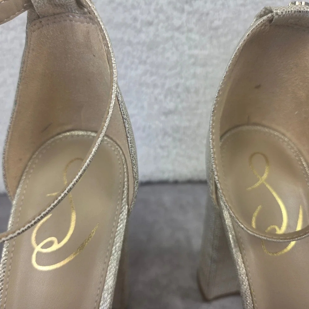 Sam Edelman Yaro Block Heel Sandals Light Gold Metallic Dress Shoes 10 M